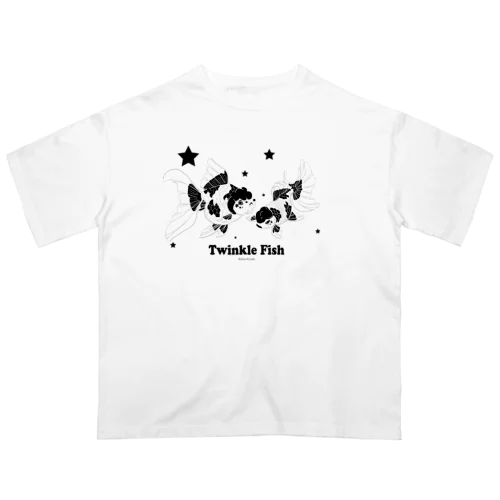 Twinkle fish白黒 オーバーサイズTシャツ