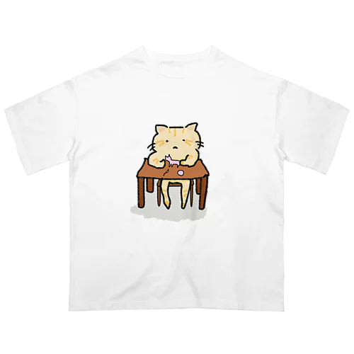 工作するネコ オーバーサイズTシャツ