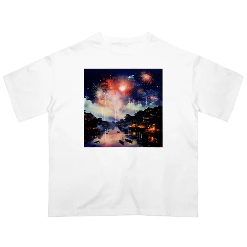 花火と夜景 Oversized T-Shirt