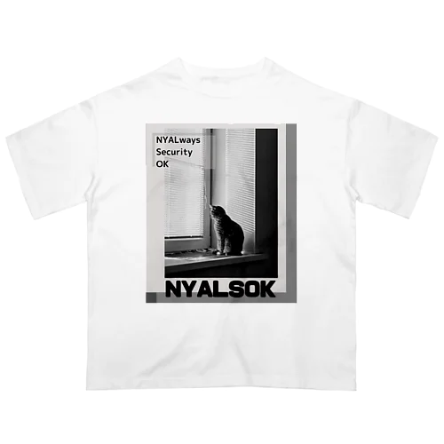 にゃるそっく🐈NYALSOK（モノトーン） オーバーサイズTシャツ