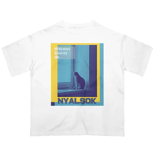 にゃるそっく🐈NYALSOK（ブルー×イエロー） オーバーサイズTシャツ