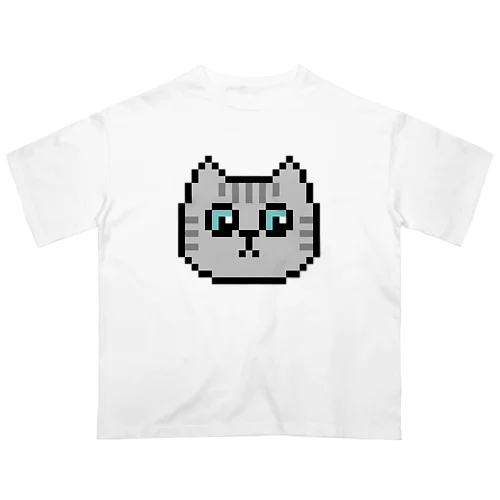 ドット絵のねこ（サバトラ） オーバーサイズTシャツ