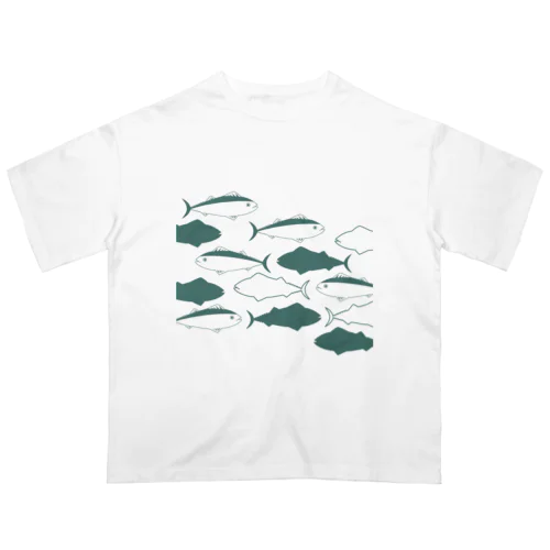 型染め風(魚群) オーバーサイズTシャツ