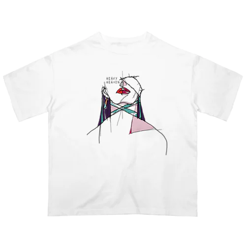 ヘビーヘヴン2　 HEAVY HEAVEN　パープル　針金アート風イラスト　ワイヤーパンク Oversized T-Shirt