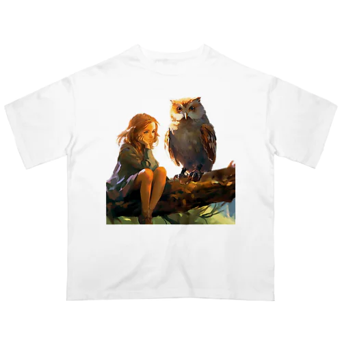 夢を語る少女とフクロウ Oversized T-Shirt