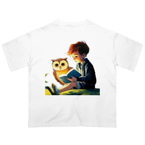 フクロウと学ぶ少年 オーバーサイズTシャツ