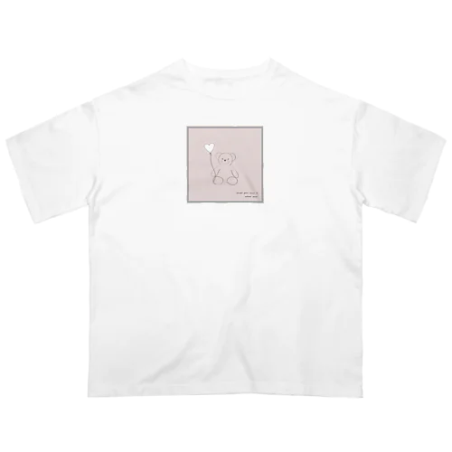 🧸 Bear and heart white balloon . オーバーサイズTシャツ