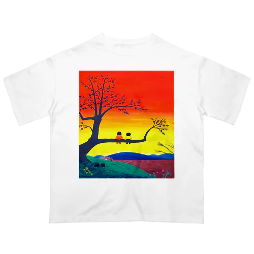 アートとメルヘンと創作の森　ノスタルジック　絵画　茜色の空　秋野あかね Oversized T-Shirt