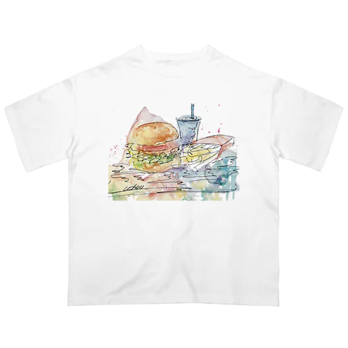 Suisai rakugaki (hamburger) オーバーサイズTシャツ