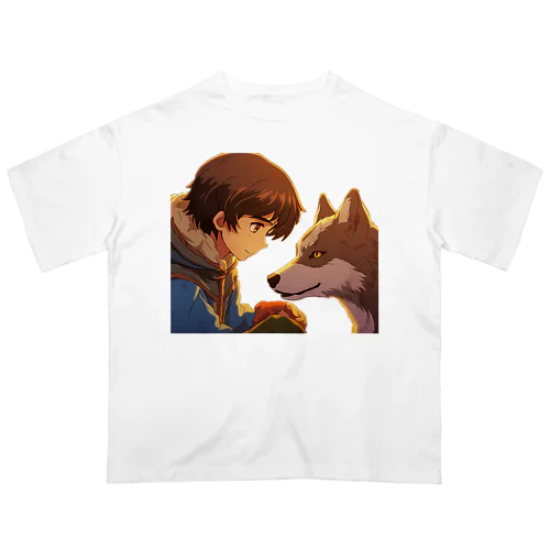 少年とオオカミの信頼 オーバーサイズTシャツ