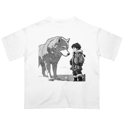 雪原の少年とオオカミ Oversized T-Shirt