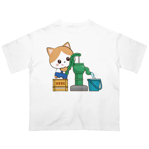 昭和レトロな猫ちゃん お水くみver Oversized T-Shirt