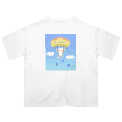 青空の猫さんパラグライダー Oversized T-Shirt