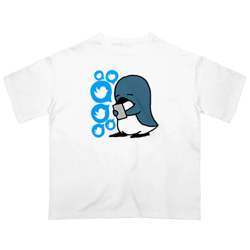 青い鳥を惜しむペンギン オーバーサイズTシャツ