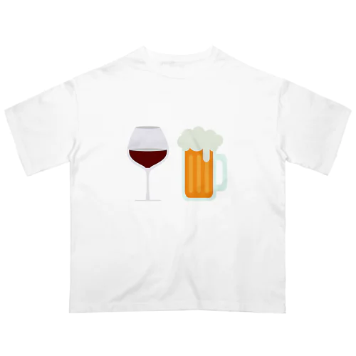 ワイン　ビール　キュート　かわいい　デザイン Oversized T-Shirt