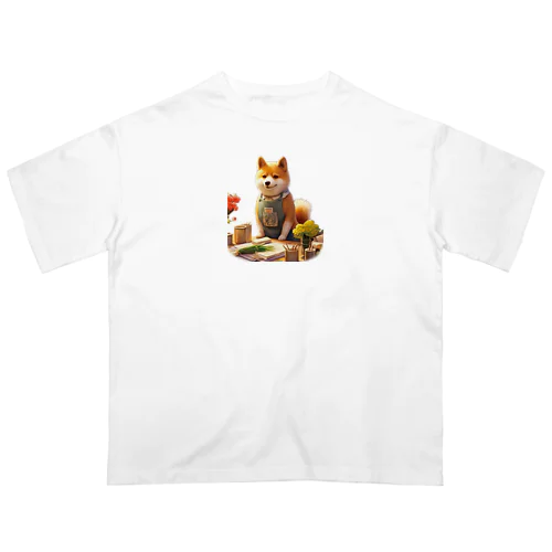 柴犬の花屋v2 オーバーサイズTシャツ