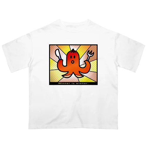 ウインナー_Tシャツ文字入り（ステンドグラス風） Oversized T-Shirt