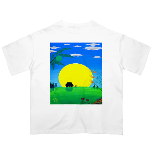 アートとメルヘンと創作の森　ノスタルジック絵画　秋野あかね作「満月の夜」 Oversized T-Shirt