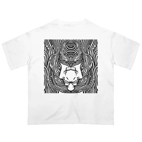 線画　眠り オーバーサイズTシャツ