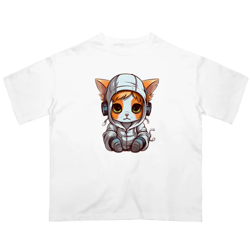 パーカーを着ているネコちゃん オーバーサイズTシャツ