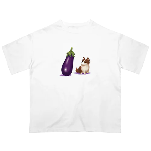 ナスを欲しがっている犬 オーバーサイズTシャツ