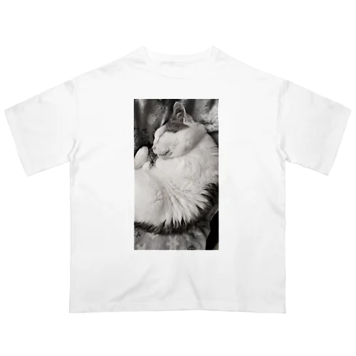 可愛い猫のお昼寝　癒し オーバーサイズTシャツ