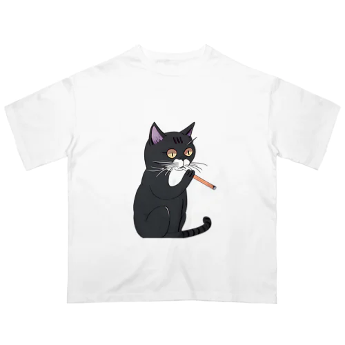 タバコを吸う猫 オーバーサイズTシャツ