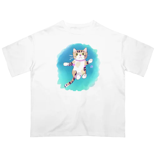 猫の大ジャンプ Oversized T-Shirt