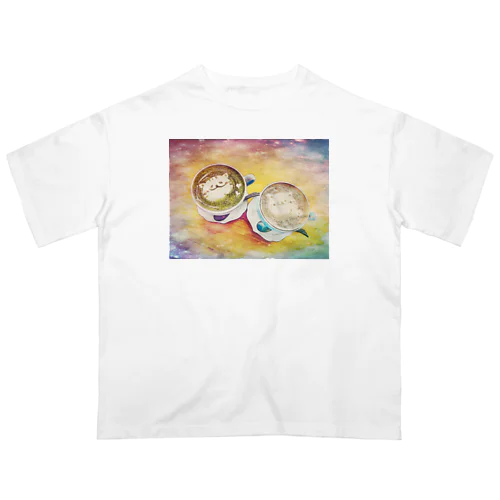 猫のラテアート Oversized T-Shirt