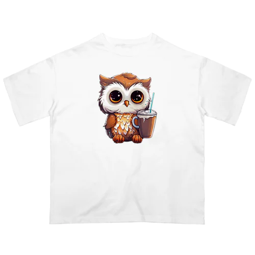 フクロウとコーヒー オーバーサイズTシャツ