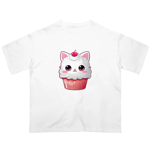 カップケーキの猫ちゃん オーバーサイズTシャツ