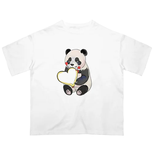 愛を送るパンダ オーバーサイズTシャツ