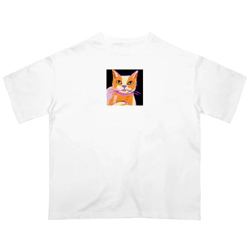 猫のイラストグッズ Oversized T-Shirt