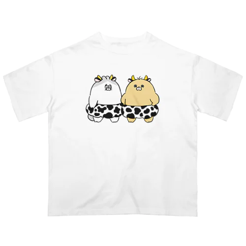 牛もっふるくんとやすにゃん オーバーサイズTシャツ