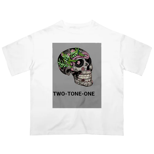 TWO-TONE-ONE ボタニカル柄ドクロ Oversized T-Shirt
