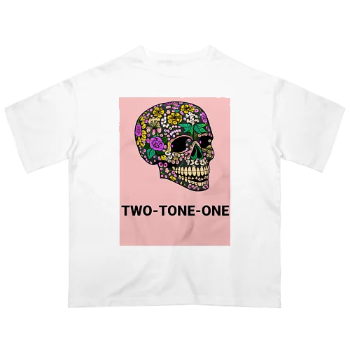 TWO-TONE-ONE ボタニカル柄ドクロ ピンク Oversized T-Shirt