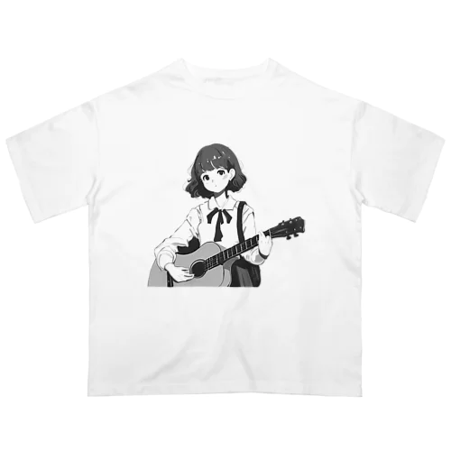 ギターを弾く女の子 オーバーサイズTシャツ