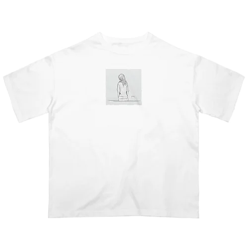 シンプルライフ　ー休憩中の女性ー Oversized T-Shirt