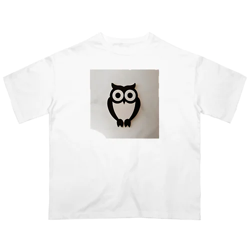 白黒フクロウちゃんのイラストグッズ オーバーサイズTシャツ