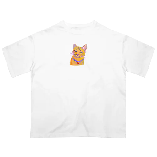 鮮やかな凛々しい猫さんのイラストグッズ オーバーサイズTシャツ