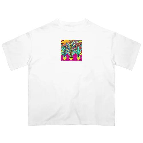 ヴィヴィッド植物 オーバーサイズTシャツ