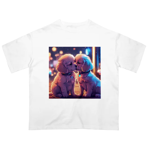 キュートな子犬同士のキス Oversized T-Shirt