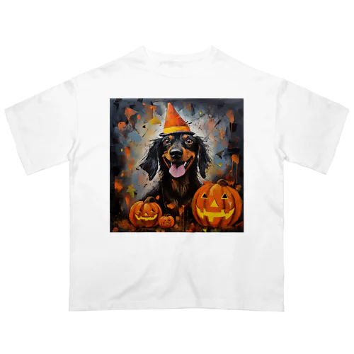 Halloweenの微笑むダックス オーバーサイズTシャツ