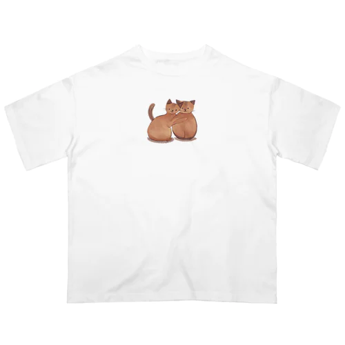 仲良い兄弟猫 オーバーサイズTシャツ