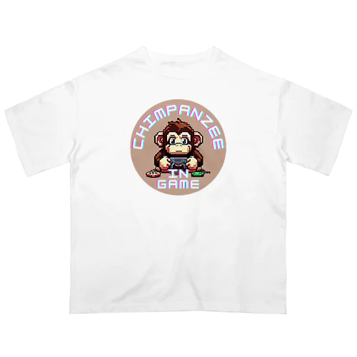 ドット絵のゲーム中のチンパンジー Oversized T-Shirt