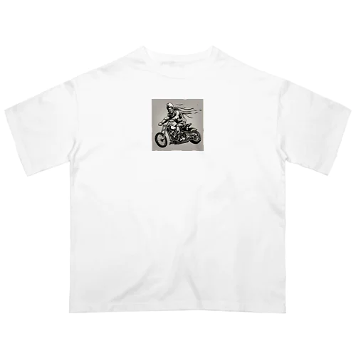 バイクチョッパー走ってる姿渋い オーバーサイズTシャツ