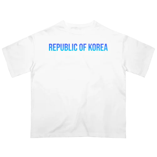 韓国 ロゴブルー オーバーサイズTシャツ