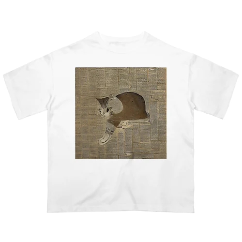 古文書　猫 Oversized T-Shirt