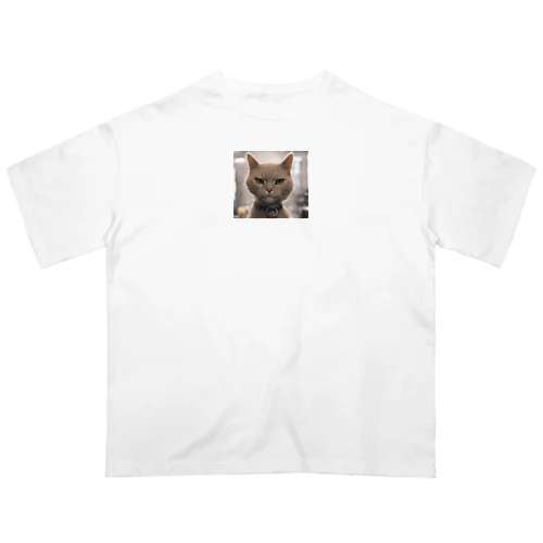 ビックフォト茶虎模様猫 オーバーサイズTシャツ