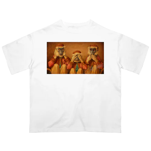 見ざる・聞かざる・言わざる　See no evil, hear no evil, speak no evil オーバーサイズTシャツ